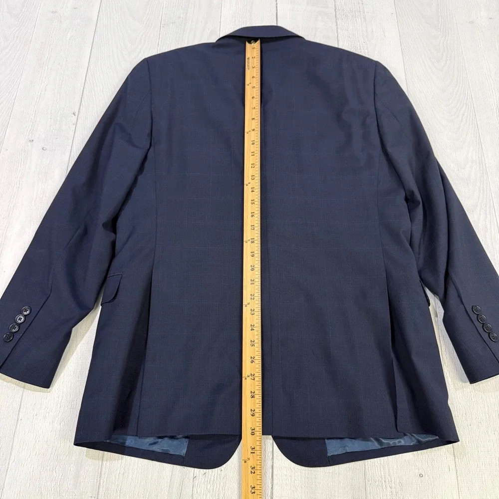 Brooks Brothers Regent Fit Navy Blue Glen‎ Plaid Wool Blazer Tollegno 1900 42R